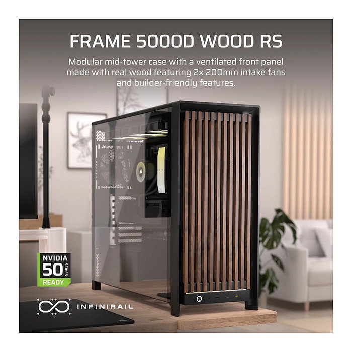 Corsair FRAME 5000D WOOD RS Midi Tower Negro, Nuez