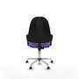 Silla de oficina Algarra con mecanismo Contacto permanente básico tapizada con Tela color Lila. Equipada con Base cromada, Brazos fijosy Topes