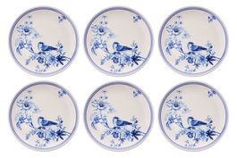 Hermia Juego de 6 Platos para Postre, Porcelana Azul y Blanco, 19.3 x 19.3 x 2 cm, Aptos Lavavajillas Microondas