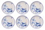 Hermia Juego de 6 Platos para Postre, Porcelana Azul y Blanco, 19.3 x 19.3 x 2 cm, Aptos Lavavajillas Microondas