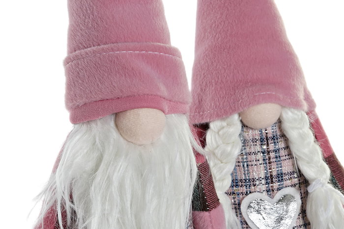 DKD Home Decor Figura Navidad Poliester Rosa Blanco 13 x 45 x 15 cm (2 Unidades)