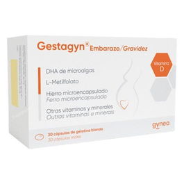 GYNEA GESTAGYN Embarazo 30 Cápsulas Complemento Alimenticio con Ácido Fólico, Hierro y DHA para el Desarrollo Fetal
