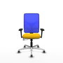 PIQUERAS Y CRESPO Silla de oficina Motilla con mecanismo Sincro/Traslack, Azul y Amarillo