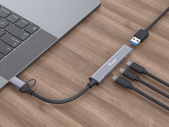 EQUIP Hub USB 3.2 Gen 1 de 4 Puertos (3x USB-C, 1x USB-A)