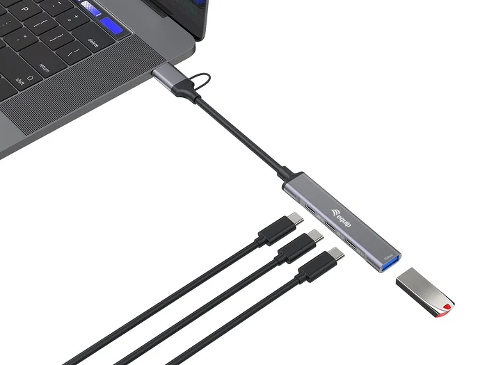 EQUIP Hub USB 3.2 Gen 1 de 4 Puertos (3x USB-C, 1x USB-A)
