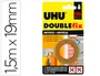 Uhu Cinta adhesiva doble cara Doublefix marrón extra fuerte para montaje permanente, 1,5 m x 19 mm