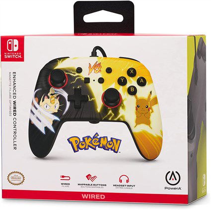 Power A Mando con Cable NSGP0039-02 para Nintendo Switch Pikachu vs. Meowth, Control con Cable Mejorado con Botones Asignables y Cable de 3m