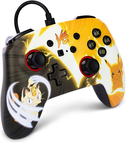 Power A Mando con Cable NSGP0039-02 para Nintendo Switch Pikachu vs. Meowth, Control con Cable Mejorado con Botones Asignables y Cable de 3m