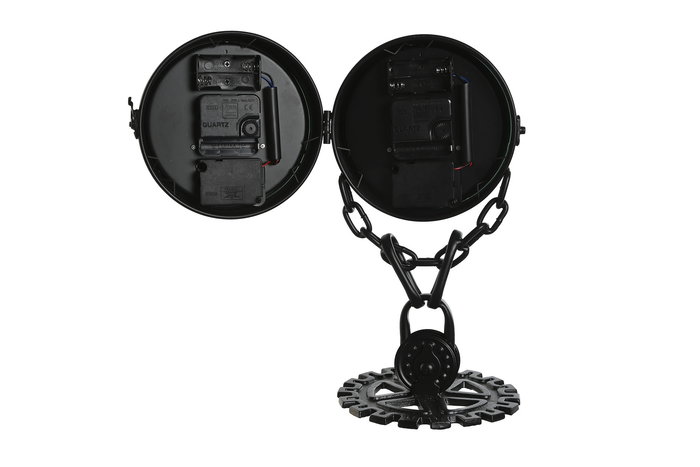 DKD Home Decor Reloj Sobremesa Loft Negro Plateado Metal Cristal 18 x 17 x 33 cm