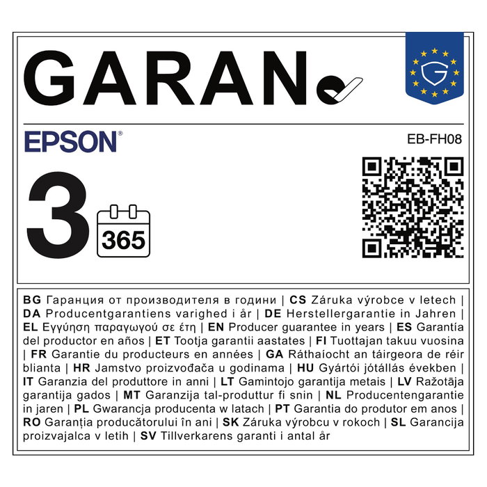 Epson EB-FH08 Proyector Full HD 1080p 3LCD 3600 Lúmenes Blanco