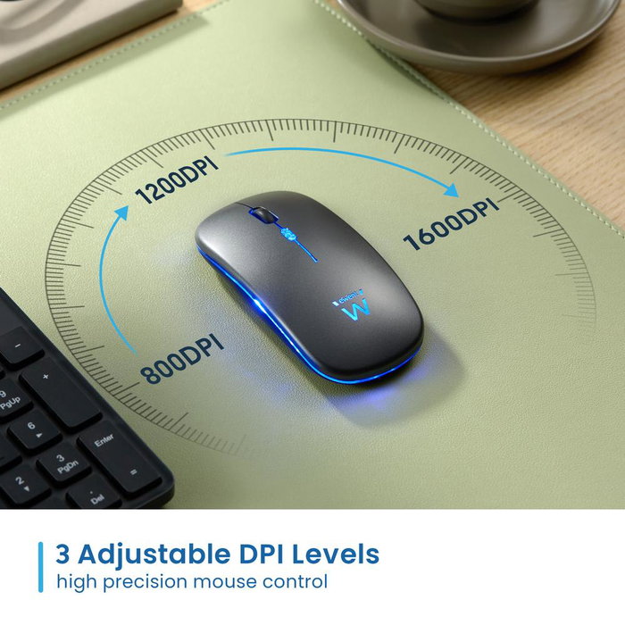 Ewent Ratón Inalámbrico Recargable Dual Bluetooth/WiFi RGB