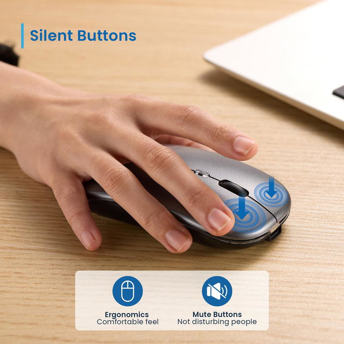 Ewent Ratón Inalámbrico Recargable Dual Bluetooth/WiFi RGB
