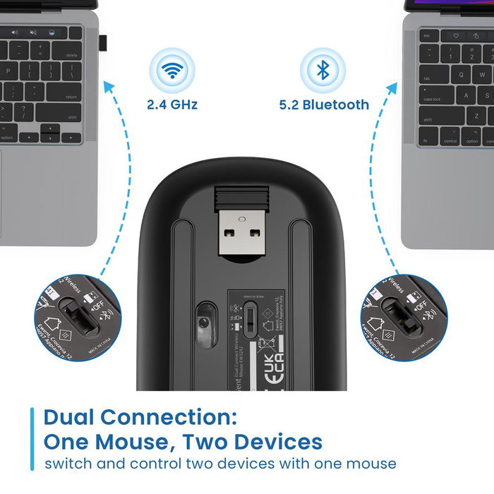 Ewent Ratón Inalámbrico Recargable Dual Bluetooth/WiFi RGB