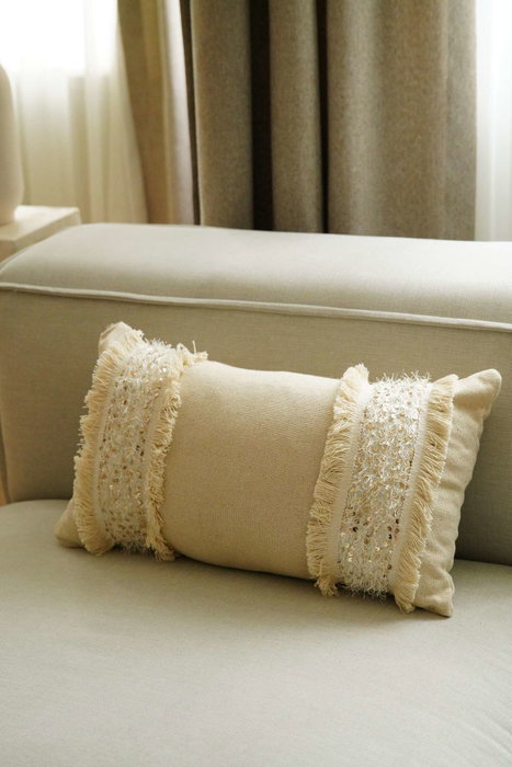 Aberto Design Funda de Cojín KET002 Beige 30x50 cm Algodón y Poliéster Aberto Design Funda de Cojín KET002 Beige 30x50 cm Algodón y Poliéster