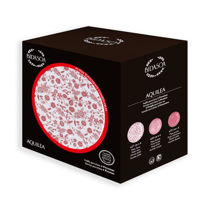 Vajilla Porcelana Aquilea Bidasoa 12 Piezas - 4 Personas