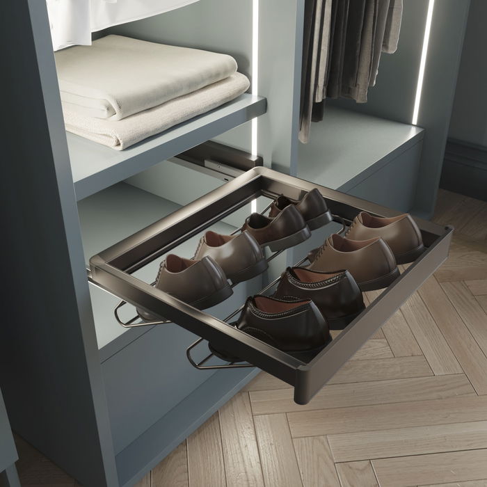 Emuca Cajón zapatero para armarios y vestidores Quartz, 540 (M70), Acero, Titanio