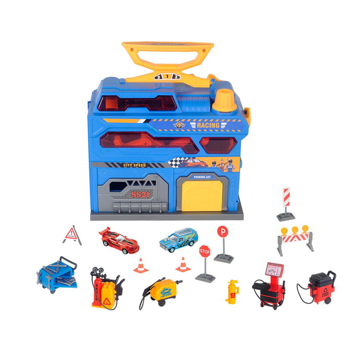 Tachan Garaje Maletín de Carreras con Luces y Sonidos