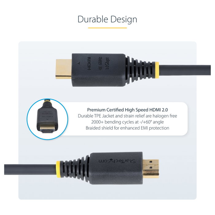 StarTech.com Cable HDMI Certificado Premium de 4m, 4K 60Hz/1440p 144Hz, Negro