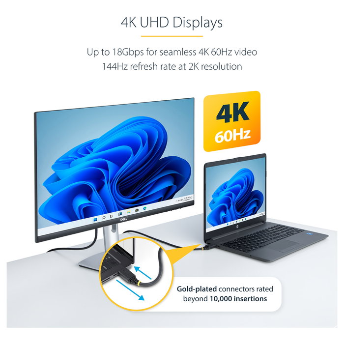 StarTech.com Cable HDMI Certificado Premium de 4m, 4K 60Hz/1440p 144Hz, Negro