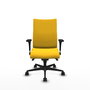 PIQUERAS Y CRESPO Silla Albacete Confidente con Mecanismo Sincro, Similpiel Amarillo, Brazos 1D, Base de Nailon Negra, Ruedas 65mm