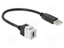 DeLOCK 86382 Módulo Keystone USB C hembra a USB A macho con cable de diseño plano, Negro/Blanco