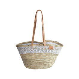 Basics Bolso nova de palma con puntilla y asas