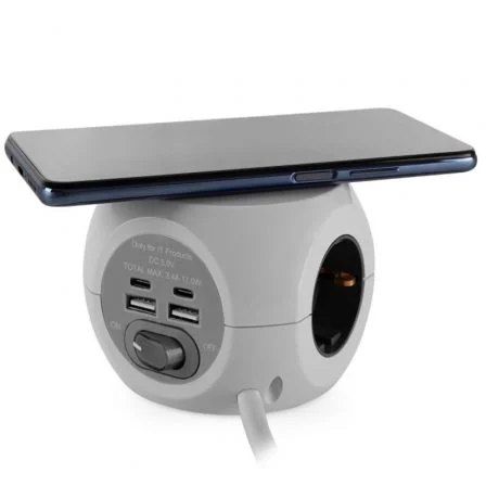 Orbegozo Regleta 4500 con Carga Inalámbrica 3 Tomas de Corriente 2 USB 2 USB Tipo C Cable 1.5m Blanca y Gris Orbegozo Regleta 4500 con Carga Inalámbrica 3 Tomas de Corriente 2 USB 2 USB Tipo C Cable 1.5m Blanca y Gris