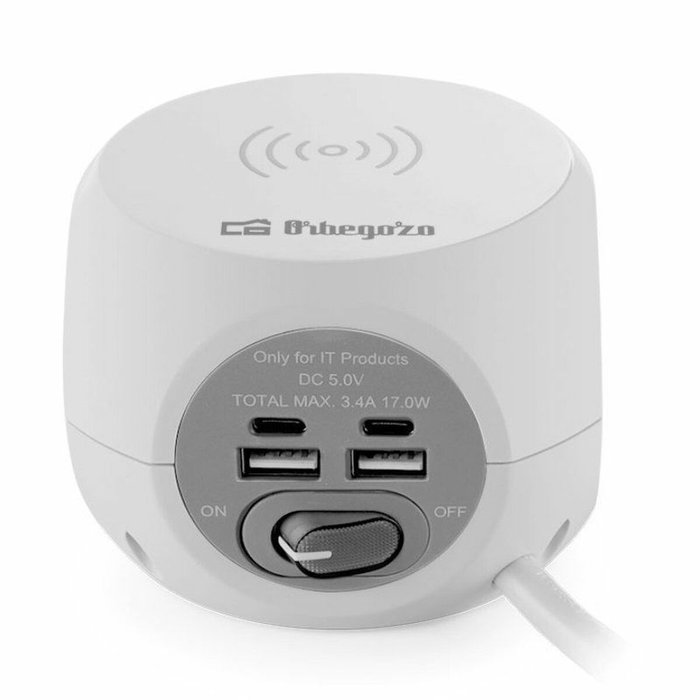 Orbegozo Regleta EN 4500 con carga inalámbrica, 3 tomas, 2 USB y 2 USB-C, Blanca y Gris Orbegozo Regleta EN 4500 con carga inalámbrica, 3 tomas, 2 USB y 2 USB-C, Blanca y Gris