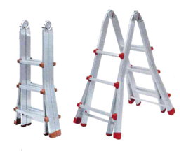 Escalera telescópica articulada 4x3 peldaños de aluminio