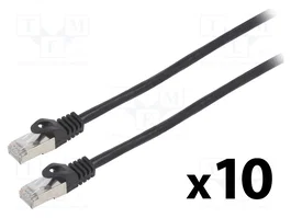 Lanberg Pack de 10 Patchcord Cat 6 F/UTP 0,25m Negro