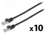 Lanberg Pack de 10 Patchcord Cat 6 F/UTP 0,25m Negro