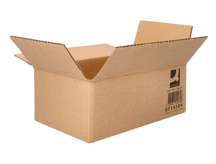 Q-connect Caja de embalar americana ultra resistente cartón reciclado canal doble 7mm, Kraft, 450x375x280 mm