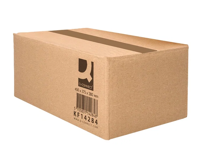 Q-connect Caja de embalar americana ultra resistente cartón reciclado canal doble 7mm, Kraft, 450x375x280 mm