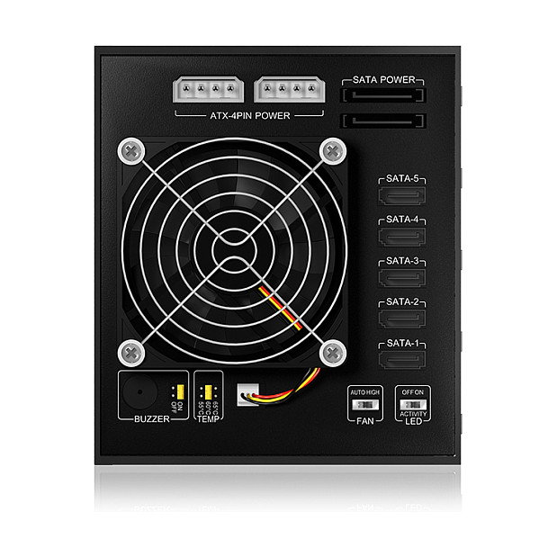 ICY BOX IB-565SSK Backplane para 5 HDD de 2.5", Hot-Swap, 3 Bahías de 5.25", con Ventilador, Llave y Aluminio - SATA, SATA II, SATA III, SAS