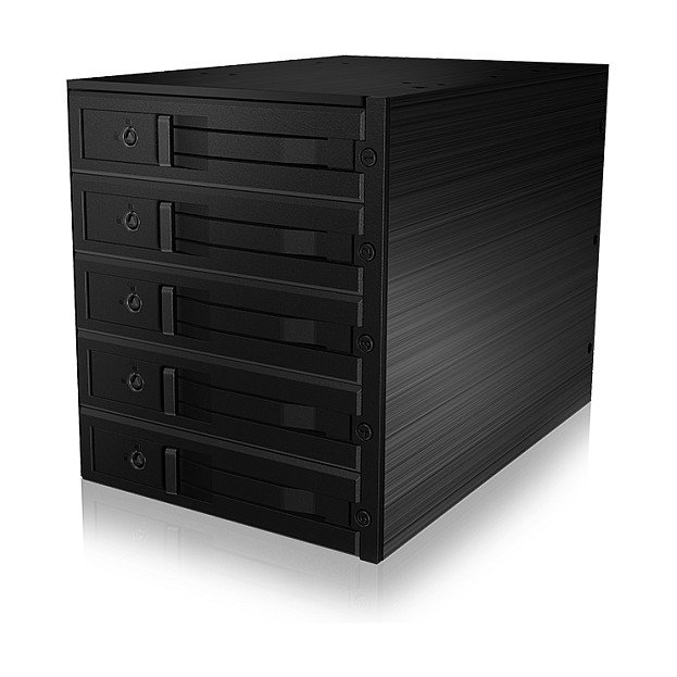 ICY BOX IB-565SSK Backplane para 5 HDD de 2.5", Hot-Swap, 3 Bahías de 5.25", con Ventilador, Llave y Aluminio - SATA, SATA II, SATA III, SAS