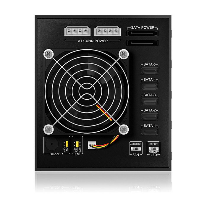 ICY BOX IB-565SSK Backplane para 5 HDD de 2.5", Hot-Swap, 3 Bahías de 5.25", con Ventilador, Llave y Aluminio - SATA, SATA II, SATA III, SAS