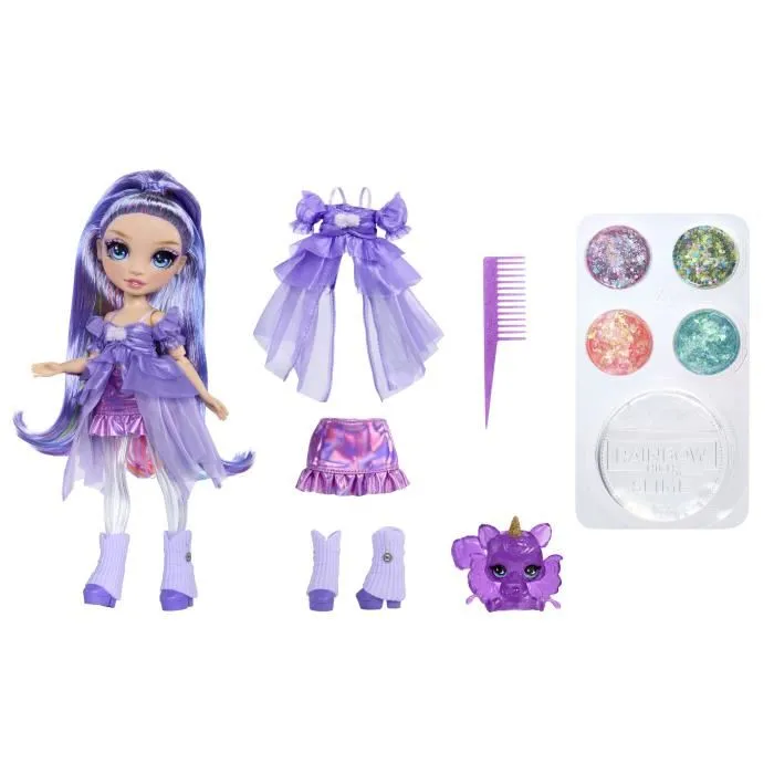 MGA Muñeca Rainbow High Violet 22 cm Morada con Slime Transparente y Brillo MGA Muñeca Rainbow High Violet 22 cm Morada con Slime Transparente y Brillo