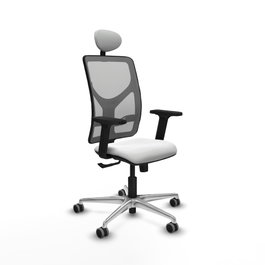 PIQUERAS Y CRESPO Silla de oficina Motilla con Mecanismo Sincro, Tela Blanca y Malla Gris