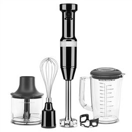 Kitchenaid Batidora de Varilla con Cable Negra 5KHBV83 EOB, Compacta y Ligera, Ideal para Batidos, Sopas y Purés, con Accesorios Batidor y Picadora
