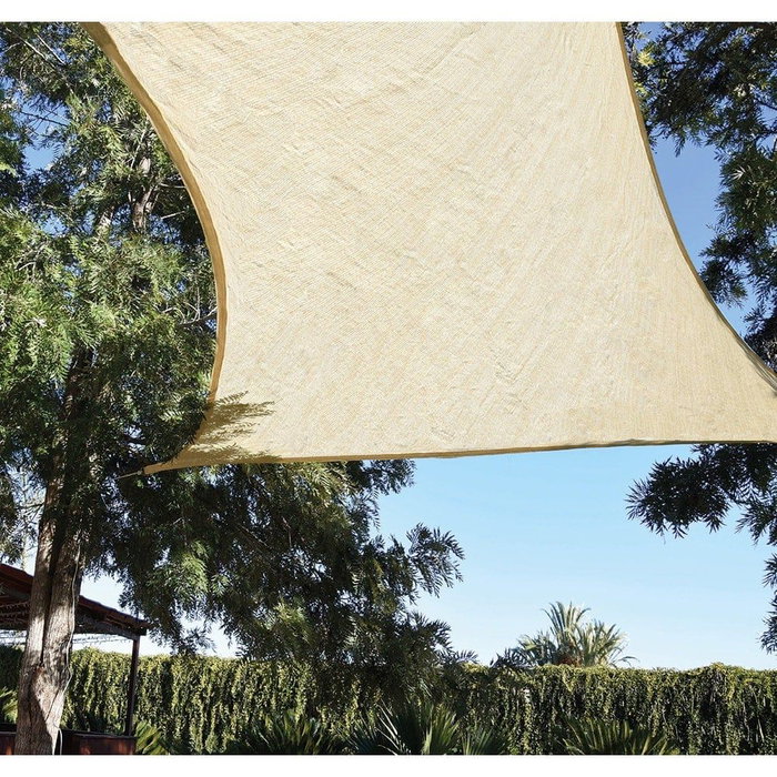 Faura Toldo Vela Rectangular Beige 3 x 4 m Polietileno con Tratamiento Anti-UV Ocultación 100%