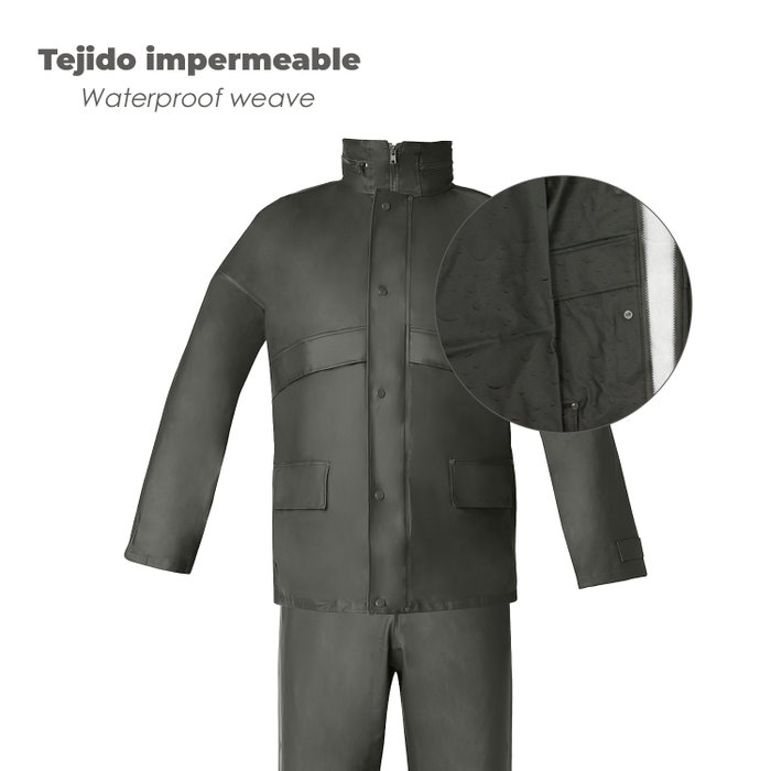 WOLFPACK LINEA PROFESIONAL Traje de Agua Impermeable Verde Poliuretano Talla 7-L