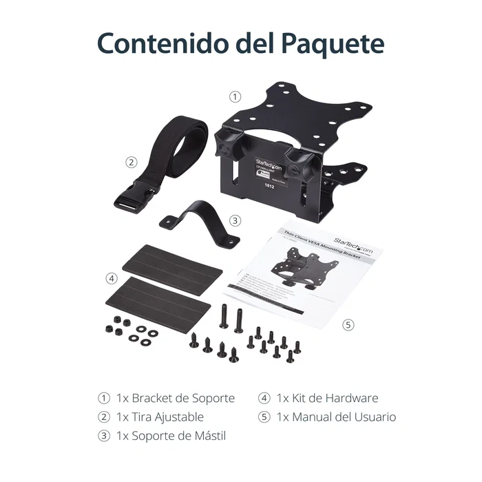 StarTech.com Soporte de Montaje VESA Ajustable para Thin Clients, Docking Station, NUC, Mac Mini, CPU Pequeña - Soporte para Monitor y Escritorio - Negro - ACCSMNT