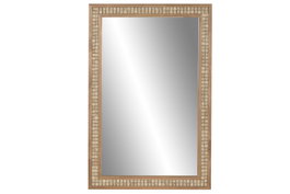 DKD Home Decor Espejo de Madera de Hevea y Piedra Gris 60x90 cm