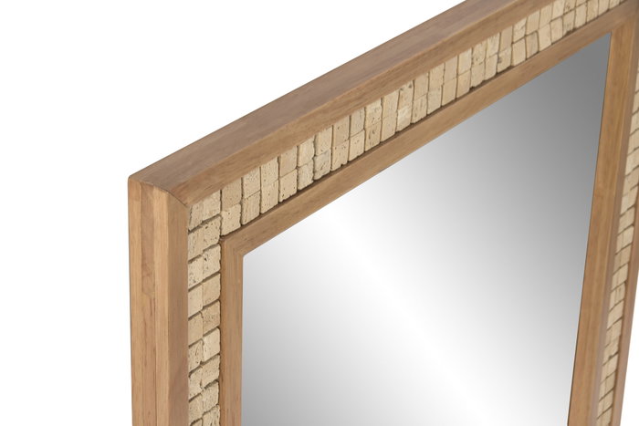 DKD Home Decor Espejo de Madera de Hevea y Piedra Gris 60x90 cm DKD Home Decor Espejo de Madera de Hevea y Piedra Gris 60x90 cm