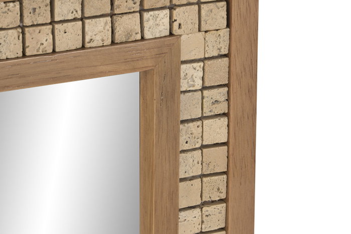 DKD Home Decor Espejo de Madera de Hevea y Piedra Gris 60x90 cm DKD Home Decor Espejo de Madera de Hevea y Piedra Gris 60x90 cm
