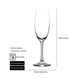 Summa Duna Copa Champagne Set de 6, 21 cl