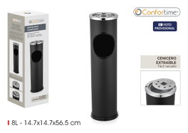 Confortime Papelera-Cenicero de Metal 8L Negro