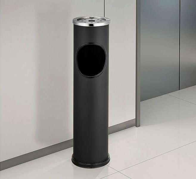 Confortime Papelera-Cenicero de Metal 8L Negro
