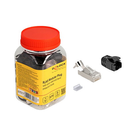 DeLOCK Set de 25 Conectores RJ45 Cat.8.1 con Alivio de Tensión y Protección contra Doblez
