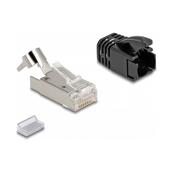 DeLOCK Set de 25 Conectores RJ45 Cat.8.1 con Alivio de Tensión y Protección contra Doblez